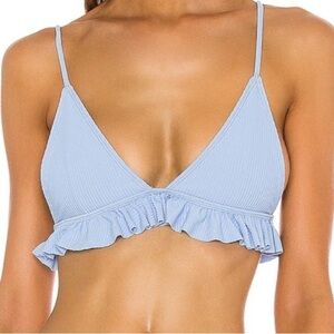 Tularosa Light Blue Ruffle Bikini Top